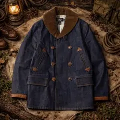 ダブルアールエル RRL ランチコート 襟コーデュロイ切替 デニムジャケット