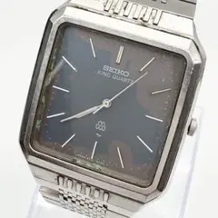 不動品 SEIKO セイコー キングクォーツ メンズ 腕時計 スクエア 黒文字盤