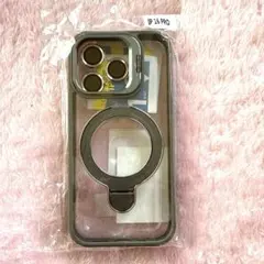 iPhone 16 Pro ケース スタンド機能付き グレー系