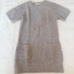 B&Y アンゴラ混 ラメニット ミニワンピース チュニック グレー 80cm F