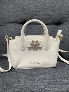 Samantha Vega ビジュー付きホワイトショルダーバッグ