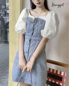 フロントボタン デニムワンピース