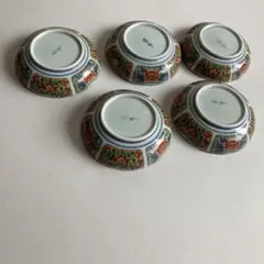 有田焼 徳三郎 花柄淡い青色波型皿5個セット