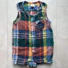 GAP ロンパース 60 ノースリーブ　チェック カラフル ベビー　男の子