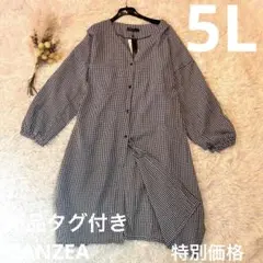 美品✨ 大きい✨3L✨フランシュリッペ FL5 ギンガム スカラップ襟 