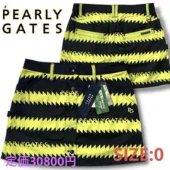 サイズ：0 PEARLY GATES パーリーゲイツ 055-2234608 ストレッチスカート ギザギザボーダー柄 ブラック系 [240101535120] ゴルフウェア レディース ストスト 1 定3万パーリーゲイツ ギザギザボーダー柄 パワーストレッチ スカート