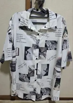 フォトプリント 総柄 半袖シャツ オープンカラーのサムネイル