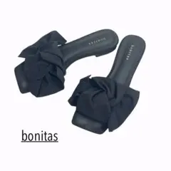 ★ bonitas ボニータス ブラックリボンサンダル サイズ37 春夏 ◇のサムネイル