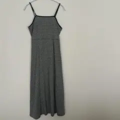 Lutiqueチェック柄ロングキャミワンピース　【Mサイズ】オシャレ　可愛い