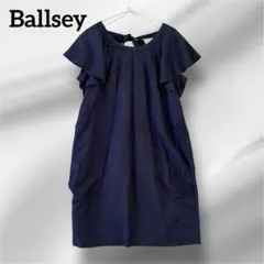 ボールジィ リネン混フレア半袖ロングシャツ ワンピース　38 紺