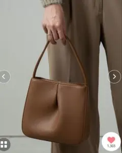 【エミレ】タック　ワンハンドバック タックデザインワンハンドルバッグ キャメル