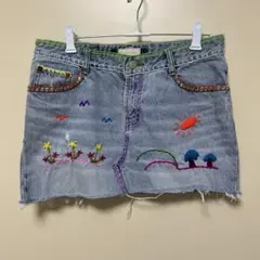 刺繍デニムスカート itimi 古着 グランジ フェアリーグランジ 森ガール