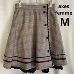 axesfemmeチェック柄レースフレアスカート