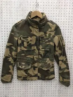 Y2K ロックギャル古着 フード内蔵　迷彩　ヴィンテージ加工ミリタリージャケット