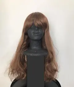 ブラウン ロングカールウィッグ 前髪あり　コスプレ