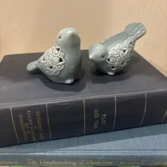 青い鳥　陶器製　置物　2個セット　インテリア雑貨
