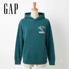 GAP ピグメントダイ パーカー S ターコイズグリーン ロゴ