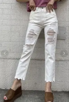 EGOIST ダメージストレートデニムパンツ