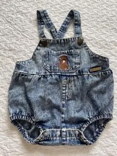 デニム クマ刺繍 ロンパース　オーバーオール　futafuta