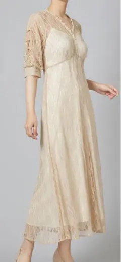 新品FRAY I.Dパールレースワンピースべージュドレス/フレイアイディー