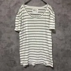 【AZUL by moussy】アズールバイマウジー（M）ロゴTシャツ ボーダー
