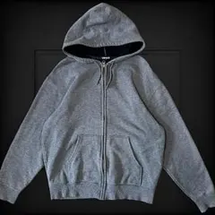 90s OLD UNIQLO L ジップアップパーカー グレー 短丈 y2k