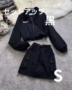 セットアップ 韓国 ミニスカート　ゴルフ　ウェア　長袖　ブラック