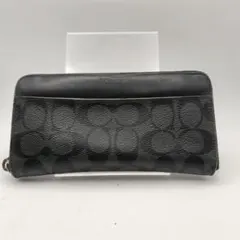 コーチ　長財布　財布　シグネチャー　ブラック