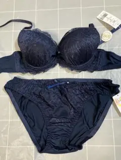 B65M フェアリー　レースのブラ＆ショーツセット　ネイビー