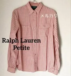 Ralph Lauren Petite 赤×生成 ストライプ カジュアル シャツ