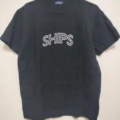 SHIPS ロゴプリント 半袖Tシャツ ブラック