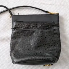 日本製　オーストリッチ　ショルダーバッグ　ポシェット　黒