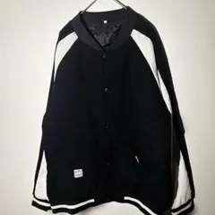 【個性派古着】バイカラー　ジャンパー　スタジャン風　ブラック　ホワイト　L 希少