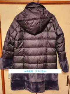 ダークネイビーフード付きダウンジャケット