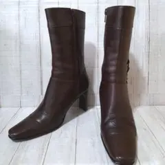 美品【22.5㎝】BARCLAY ブーツ 本革 レザー サイドジップ ブラウン