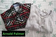 チェック柄長袖シャツ&カーディガン