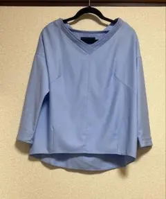 SHIPS ライトブルー Vネック 長袖シャツ
