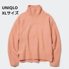 ユニクロ　UNIQLO スフレヤーン ハイネック　セーター　ピンク　XLサイズ