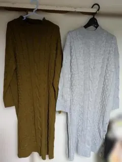 ケーブルニットロングワンピース 2色セット