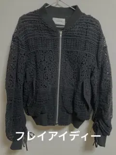 FRAY I.Dレース　ブルゾン　シャーリング　リボン　ブラック