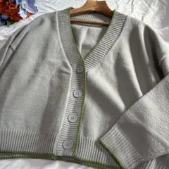 【CLASSICAL ELF】ニットカーディガン オーバーサイズ グレー S