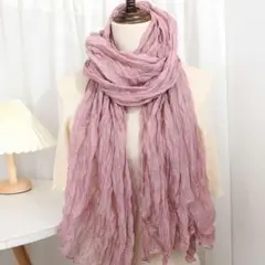ストール　レディース　大判　シワ加工　ピンク　大人　春夏　冷房　旅行　コンパクト