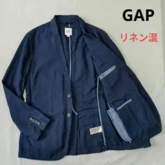 S(Lsize相当) GAP リネン混 テーラードジャケット ネイビー 紺色
