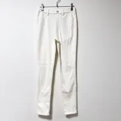 ✨綿素材✨ ユニクロ M スキニー ジーンズ ハイライズ 春夏 脚長 白デニム