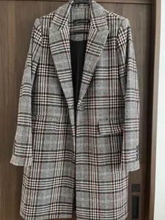 ZARA WOMAN チェック柄ロングコート Mサイズのサムネイル