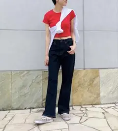 値下げ！【美品】UNIQLO フレアハイライズジーンズ