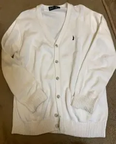 EAST BOY ホワイト 綿カーディガン〈7G〉サイズ:11 号　Vネック