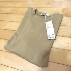 エアリズムコットンオーバーサイズTシャツ(5分袖) ベージュ　ユニセックス