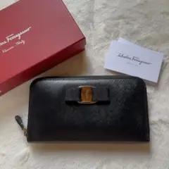 Salvatore Ferragamo 長財布 ヴィラリボン ブラック 箱付き