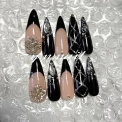 韓国　ギャル　ネイルチップ　ネイル　ロング　スナ系　量産型　y2k ワンホン